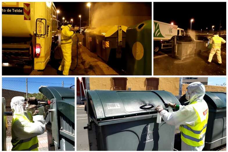 Trabajos de limpieza, desinfección y reparación de los contenedores (Foto TA)